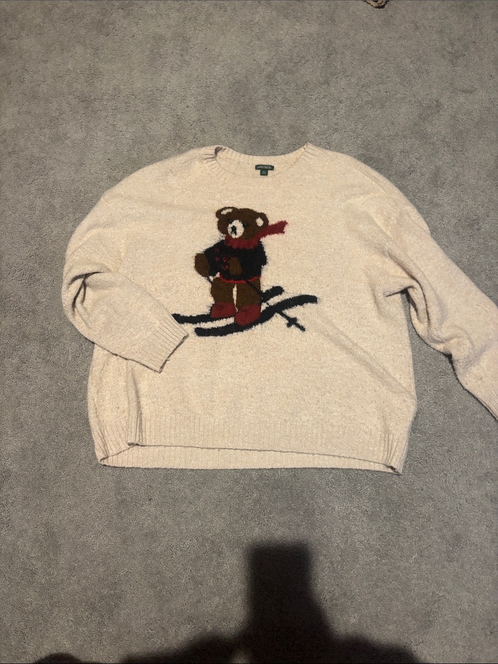 Wild Fable Cream Crewneck Sweater with Ski Bear Graphic